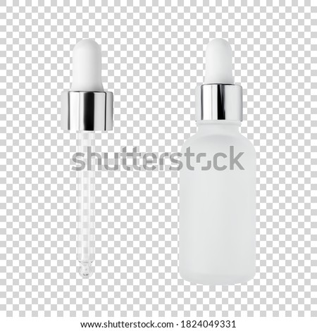 Glass serum bottle and pipette for cosmetic products design mockup isolated on white background realistic vector illustration Royalty-Free Stock Photo #1824049331