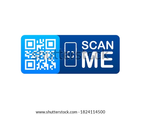 QR code for smartphone. Inscription scan me with smartphone icon. Qr code for payment. Vector illustration Royalty-Free Stock Photo #1824114500