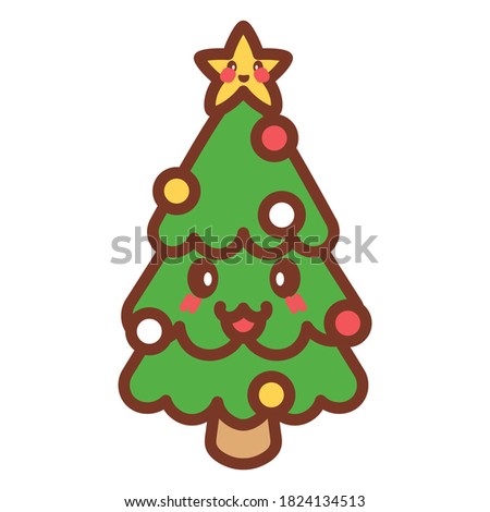 Isolated christmas tree kawaii. Christmas icon - Vector