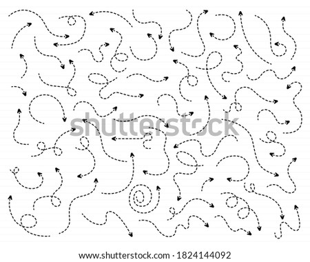 Hand drawn dotted arrow set vector design