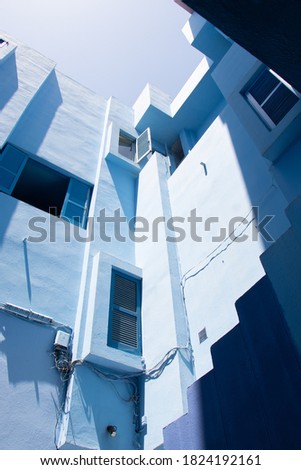 Blue courtyard with blue sky