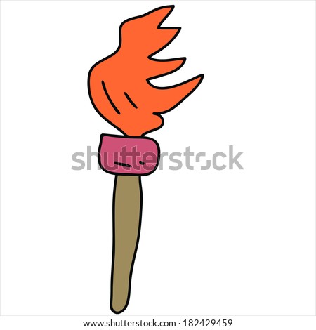 Olympic torch flame caricature cartoon vector isolated on white background