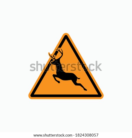 Symbol of Beware Deer Crossing. Attention Symbol As Simple Vector Sign for Design and Website, Presentation or Application.