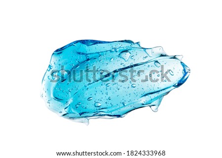 Blue hair gel soap cream cosmetic or alcohol gel bubble isolated on white background on top view photo object design with clipping path Royalty-Free Stock Photo #1824333968