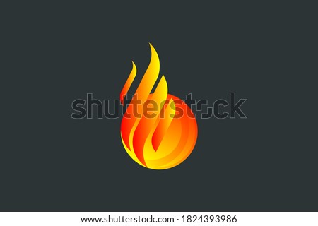 Flame logo in circle geometry grid. Harmony color of fire symbol. Modern logo fit for food, cafe, restaurant, transportation technology company.
