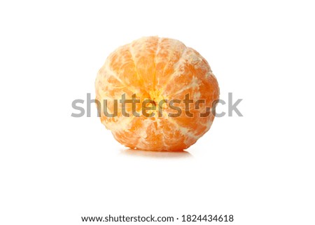 Ripe one mandarin isolated on white background
