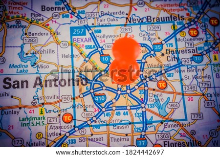 San Antonio on USA map travel background