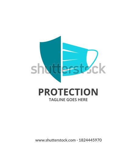 Shield protecting Logo Design Template. Illustration vector graphic of shield and face mask logo design concept. protective antivirus shield to coronavirus, COVID-19, 2019-nCoV infection. 