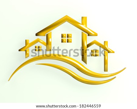 Gold icon Houses with waves