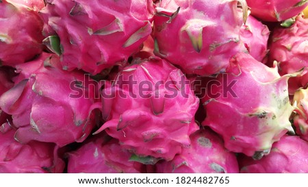 Red dragon fruit or Hylocereus costaricensis or Pitaya roja or red-fleshed pitaya or Hylocereus polyrhizus or buah naga has red-skinned fruit with red flesh.