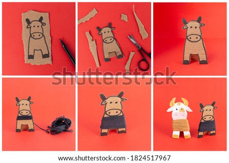 how to make a bull or cow, step by step instruction, DIY, year of the ox craft activity for kids