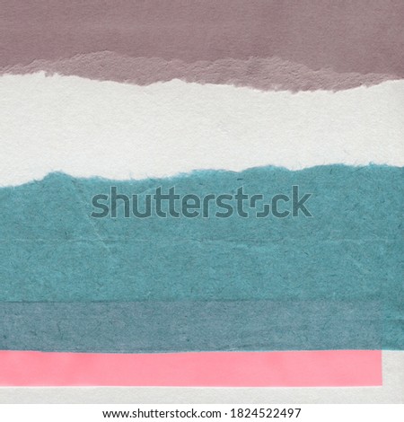 Colorful torn paper collage close-up. Texture made from various paper and cardboard parts. Damaged old paper background. Vintage blank wallpaper. Material design backdrop.