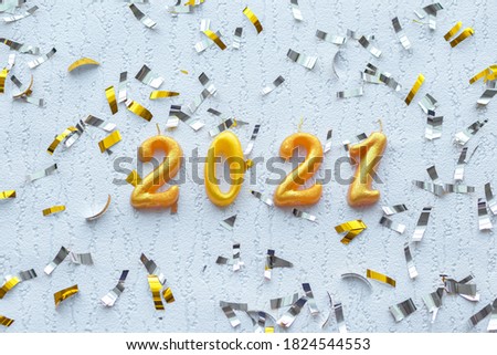 Happy new year 2021 large numbers background with sequins
