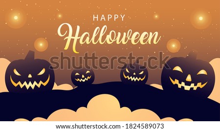 happy halloween pumpkins cartoons design, happy holiday and scary theme Vector illustration