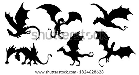 dragon silhouettes on white background
