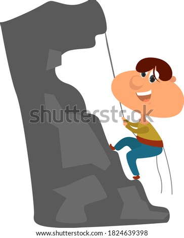 Man climbing on the mountain, illustration, vector on white background