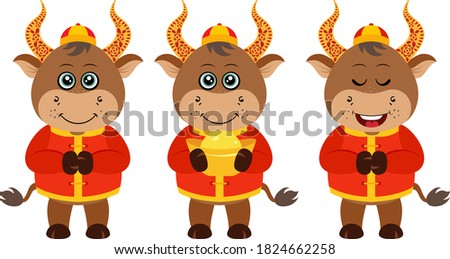 Three cute chinese zodiac ox