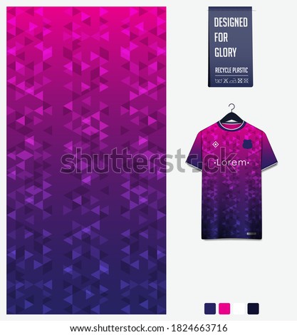 Fabric pattern design. Geometry pattern on pink background for soccer jersey, football kit, bicycle, e-sport, basketball, sports uniform, t-shirt mockup template. Abstract sport background. Vector.