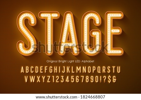 LED light 3d alphabet, extra glowing modern type. Swatch color control. Royalty-Free Stock Photo #1824668807