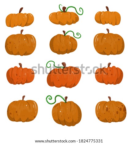 Set pumpkins icons. New simple halloween art illustration stamp design.