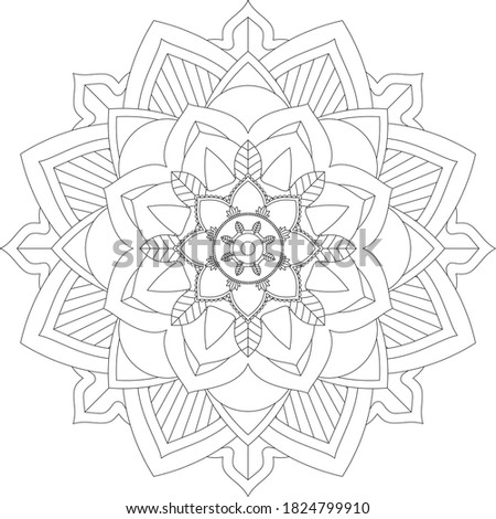 Mandala Coloring book page design. Simple Mandala coloring design for beginners, seniors and children. Mehndi flower pattern for Henna drawing and tattoo. Decoration in ethnic oriental, Indian style.