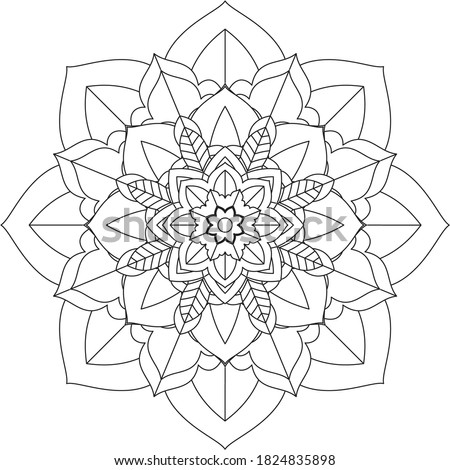 Mandala Coloring book page design. Simple Mandala coloring design for beginners, seniors and children. Mehndi flower pattern for Henna drawing and tattoo. Decoration in ethnic oriental, Indian style.