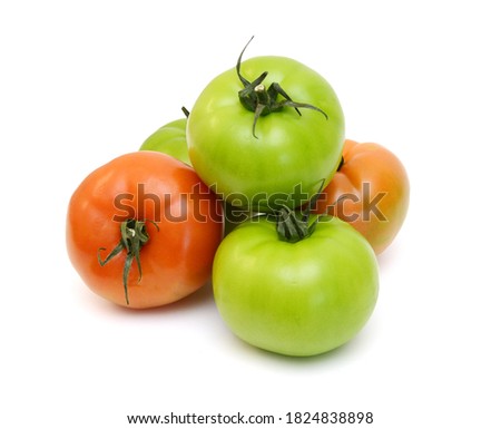 Colorful tomatoes on white background