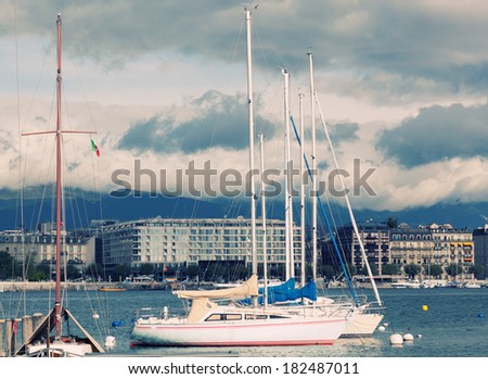 Yachts on the lake Lehman, Geneva