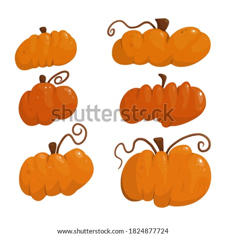 Set pumpkin icon art illustration design. New simple popular cartoon game and children book style.