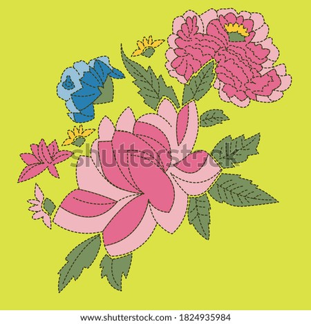 Illustration vector flowers and colors with background