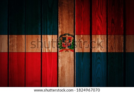 Flag Of The Dominican Republic. Retro style on boards