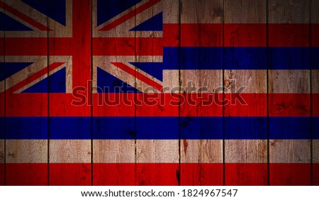 Flag of the Hawaiian Islands. Retro style on boards