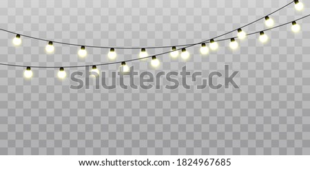 Christmas lights isolated realistic design elements. Glowing lights for Xmas Holiday cards, banners, posters, web design.	 Royalty-Free Stock Photo #1824967685