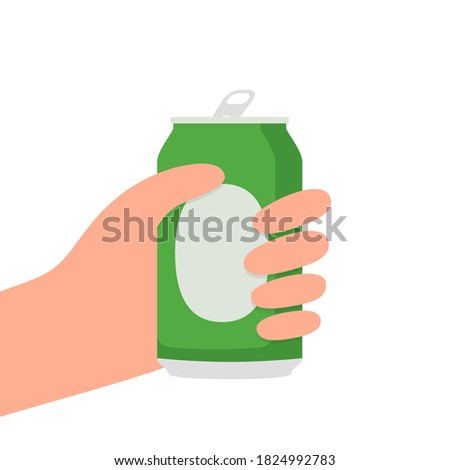 Hand holding beer can. Hands with a beer can vector illustration.