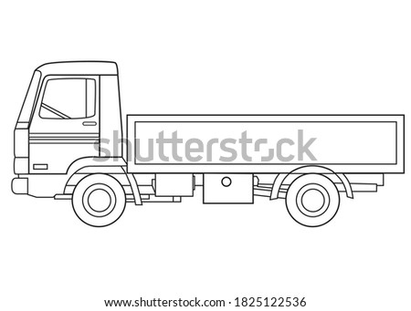 truck line vector illustration,isolated on white background,top view