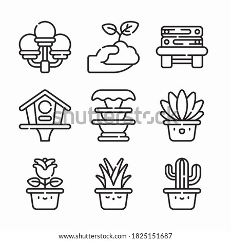 Icon Set Gardening for different seasons Line