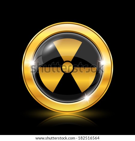 Golden shiny icon on black background - internet button