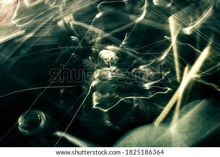 Vehicle interior. Abstract photography, long exposure.