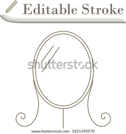 Make Up Mirror Icon. Editable Stroke Simple Design. Vector Illustration.