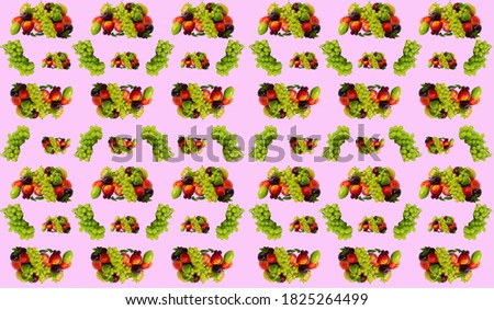 Seamless pattern from a set of exotic fruits made from photographs.