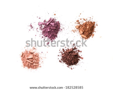 eye shadow crushed samples isolated on white