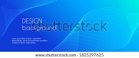 Abstract blue long vector banner. Wavy minimal trendy background for business presentations, web header design with copy space for text