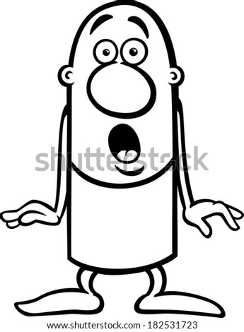 Black and White Cartoon Vector Illustration of Funny Surprised Guy Character for Coloring Book
