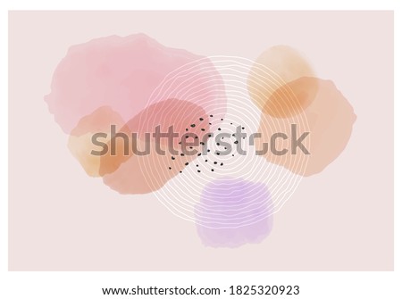 Trendy abstract creative minimalist watercolor artistic hand painted composition ideal for wall decoration, for web or desktop design, vector illustration