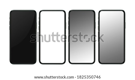 modern digital device template.collection smartphone mockup set of mobile phone blank screen design. isolated with clipping path