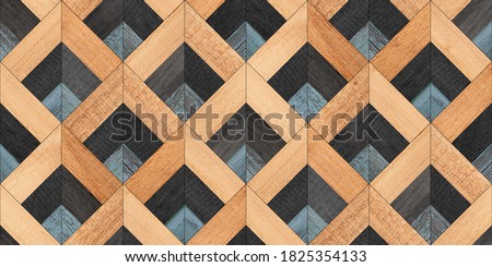 Weathered rough wooden surface. Dark parquet floor with chevron pattern. Seamless vintage wooden wall. Wood texture background.  
