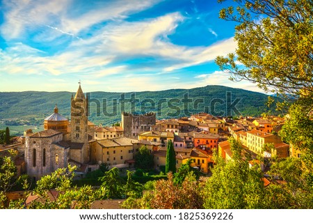 Massa Marittima old town and San Cerbone Duomo cathedral. Tuscany, Italy. Royalty-Free Stock Photo #1825369226