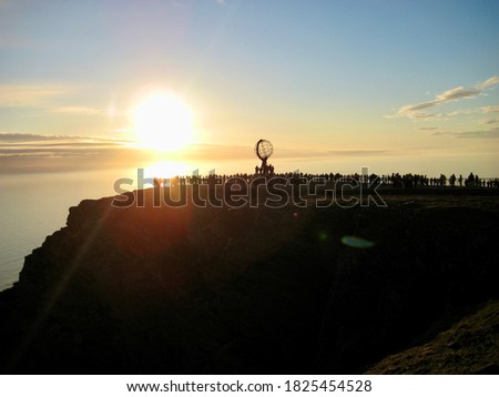 Midnight sun from the North Cape in Norway Royalty-Free Stock Photo #1825454528