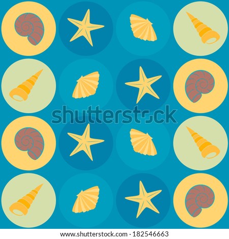 Seamless pattern with seashells 