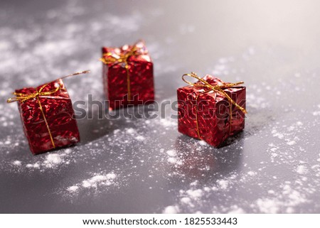 Christmas decorations in the snow - gift. Christmas mood. 